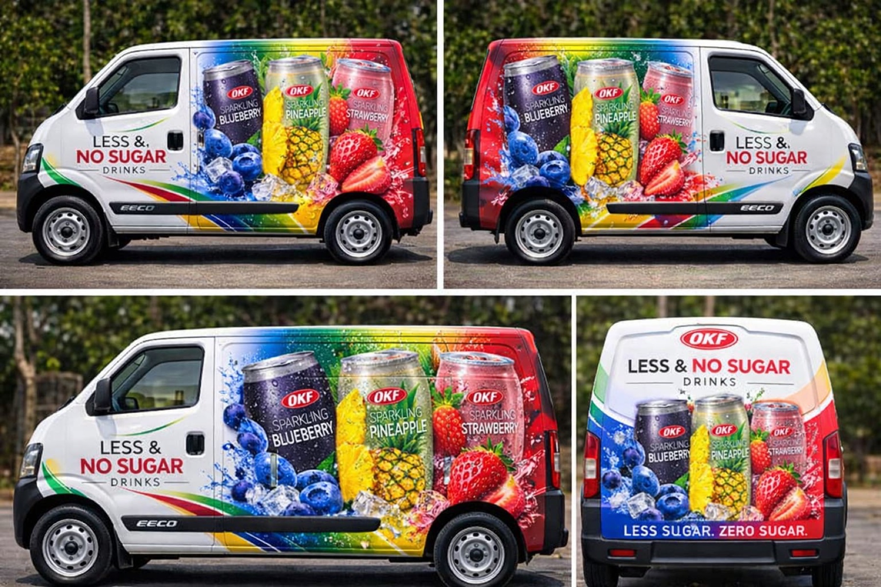 OKF beverage vehicle wrap completed by Xikalichani Brands